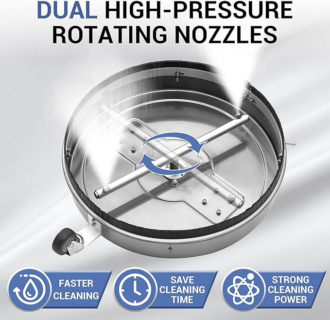 RIDGE WASHER 20’’ Surface Cleaner Dual Handle, Stainless Steel Bigger Stable Wheels Pressure Washer Surface Cleaner, Power Washer Surface Cleaner for Cleaning Driveways, Sidewalks, Patios