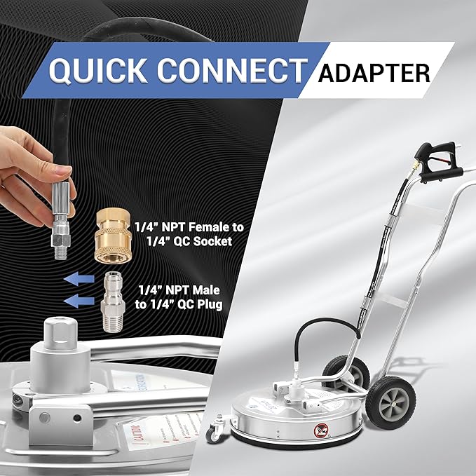 RIDGE WASHER 20’’ Surface Cleaner Dual Handle, Stainless Steel Bigger Stable Wheels Pressure Washer Surface Cleaner, Power Washer Surface Cleaner for Cleaning Driveways, Sidewalks, Patios