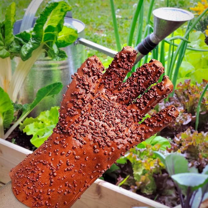 ABC PACK & SUPPLY Natural Rubber Coated PVC Gloves, Men's Size. Dark Red Waterproof Work Gloves for Men with a Rocky Finish