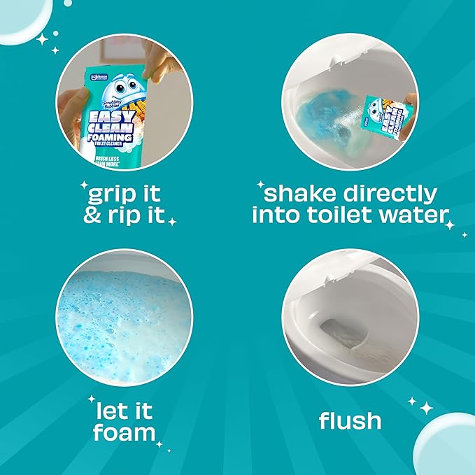 Scrubbing Bubbles Easy Clean Foaming Toilet Bowl Cleaner, Easy Toilet Drop In Powder Pouches, 100g (5 Pouches)
