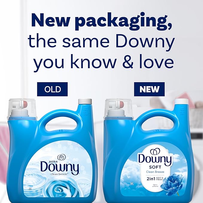 Downy Fabric Softener Liquid (Fabric Conditioner), Clean Breeze Scent, 140 fl oz, 190 Loads
