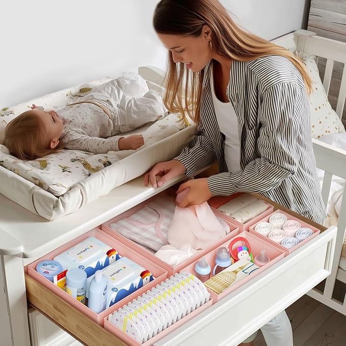 DIMJ Drawer Organizer Clothes Storage - 20 Pack Baby Dresser Organizer for Nursery, Foldable Closet Drawer Organizer Bins for Bedroom Organization, Fabric Storage Dividers for Socks, Underwears, Bras