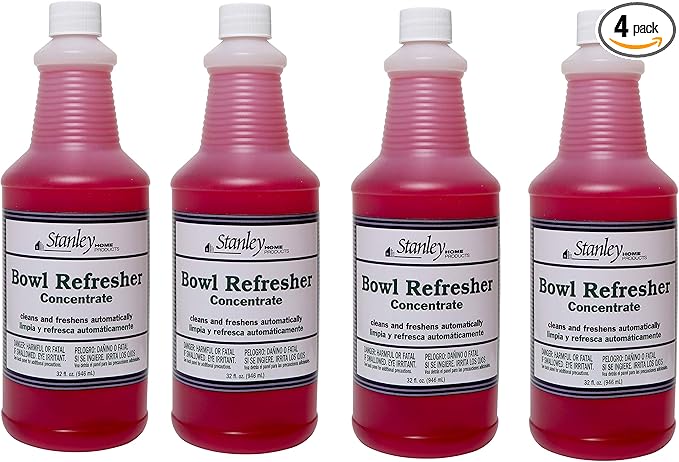Stanley Toilet Bowl Cleaner & Deodorizer Concentrate 32 oz – Wild Rose Scent – Septic‑Safe Bowl Refresher – Cleans Stains & Residue with Each Flush (Pack of 4)