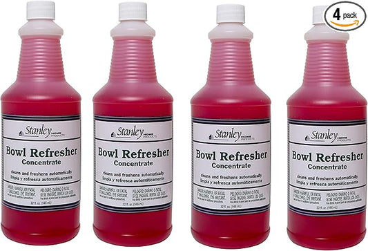 Stanley Toilet Bowl Cleaner & Deodorizer Concentrate 32 oz – Wild Rose Scent – Septic‑Safe Bowl Refresher – Cleans Stains & Residue with Each Flush (Pack of 4)