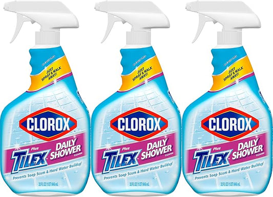Clorox Plus Tilex Daily Shower Cleaner, 32 Fluid Ounce Spray Bottle, Pack of 3