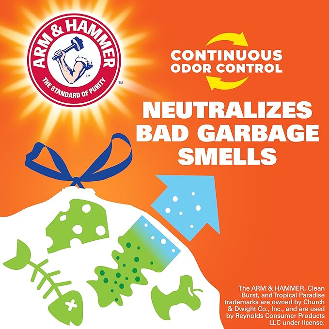 Hefty Ultra Strong Trash Bags 13 Gallon | Tall Kitchen | Drawstring Closure | Odor Control | Citrus Scent | 40 Bags, Pack of 6