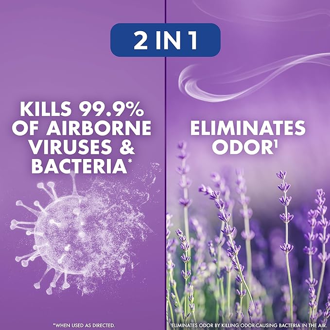 Lysol Air Sanitizer Spray with Odor Eliminator - Lavender Sky Scent - 10 oz Bottle (296 ml) - Pack of 3 - Sanitizing Air Freshener Alternative - Home, Bathroom, Kitchen - Kills Airborne Bacteria
