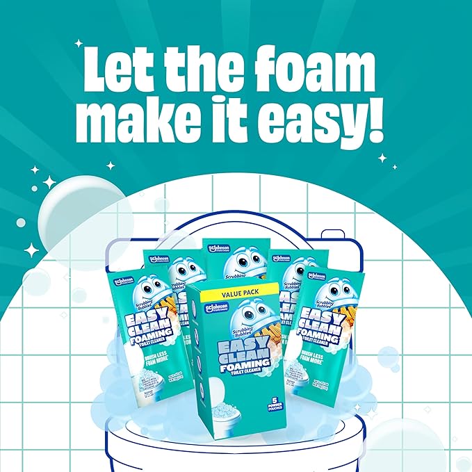 Scrubbing Bubbles Easy Clean Foaming Toilet Bowl Cleaner, Easy Toilet Drop In Powder Pouches, 100g (5 Pouches) (Pack of 2)