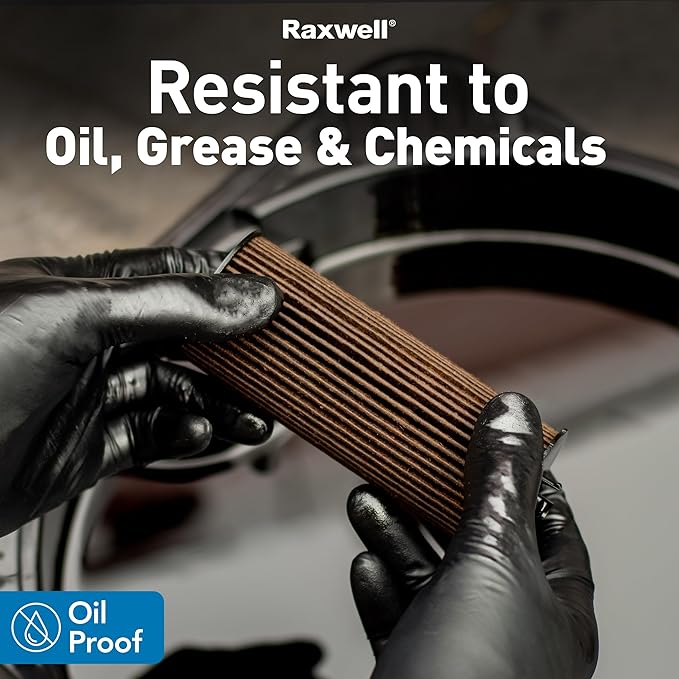 Raxwell Black Nitrile Disposable Gloves, Latex Free Food Grade, 6.5mil Mechanic Gloves for Cooking and BBQ