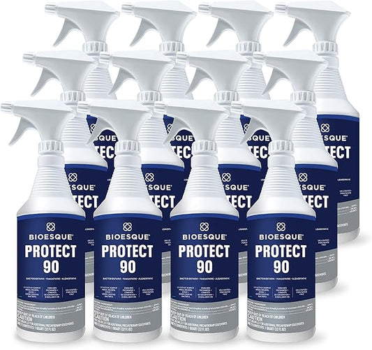Bioesque Protect 90, Heavy Duty Bacteriostatic, Fungistatic, Algaestatic Formula, Effective Against Mold, Mildew, Algae, & Odor Causing Bacteria, 32 Fluid Ounce (Pack of 12)