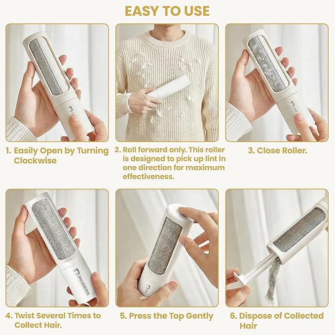 Pet Hair Remover Roller – Reusable Lint Roller for Cat & Dog Hair on Furniture, Couch, Carpet, Car & Bedding – Portable, Eco-Friendly