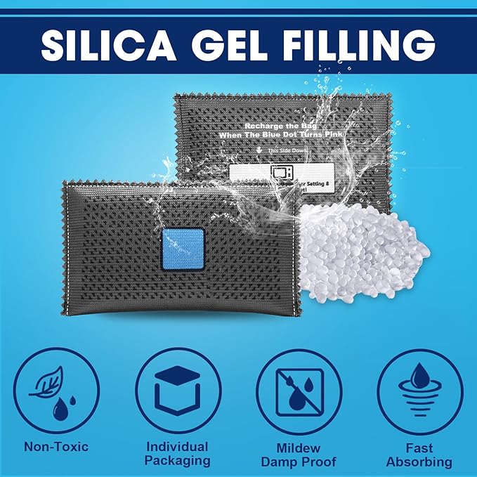 Timgle 20 Pcs 100g Rechargeable Desiccant Packs for Storage Silica Gel Packets Dry Moisture Absorbers Bags Reusable Desiccant Car Dehumidifiers Bag for Closet Home Car Moisture Absorbing