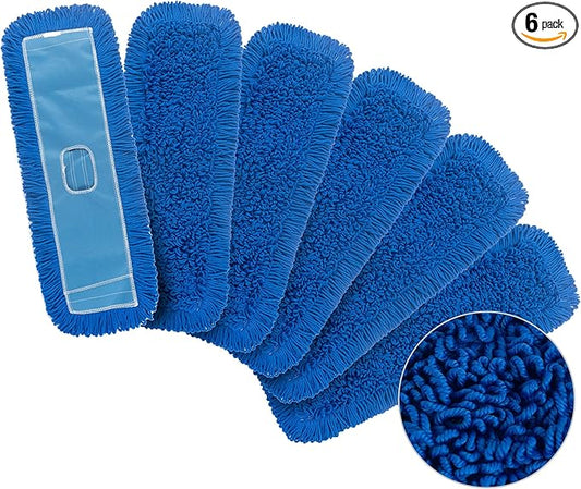 Matthew 36'' Microfiber Loop Dust Mop Washable Commercial&Residential Heavy Duty Mop Head Replacement Premium Absorbent Industrial Dust Mop Refill Pads for Hardwood, Office,Garage and Hotel -6Pack