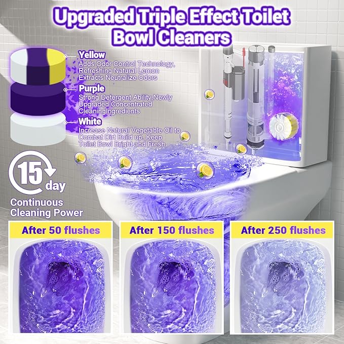 36 Pack Toilet Bowl Cleaners, 24PCS Upgraded Triple Effect Toilet Bowl Tablets with 12PCS Toilet Tank Cleaners Tablets with Bleach, Toilet Bowl Cleaners Drop in Tank, Lasting Fragrance(36 Pack)
