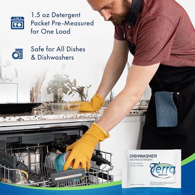 Automatic Dishwasher Detergent Powder - 1.5 oz Packets (200 packs)