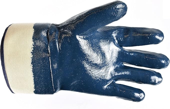 (Box Deal) Better Grip BG105NITRILE-72 Heavy Duty Premium Nitrile Rubber Fully Coated Gloves with Safety Cuffs, Smooth, Blue, Chemical Resistant, Large (1 Case- 72 pairs)