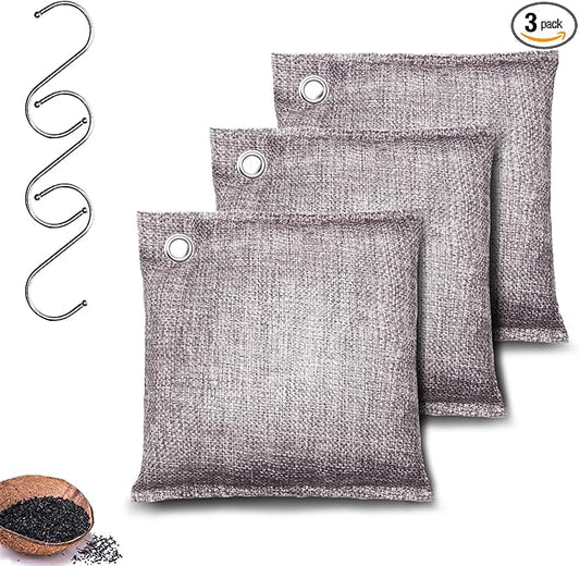Activated Charcoal Odor Absorber, Odor Eliminator for Strong Odor,Coconut Shell Charcoal Air Purifying Bags for Home Car Closet Pet, Smoke Room Deodorizer