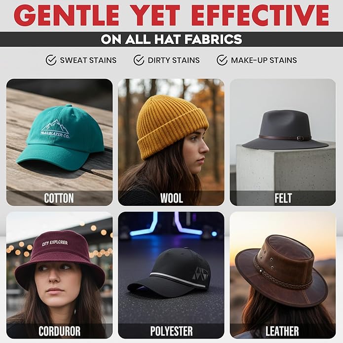 Ultimate Hat Cleaning Kit for All Types of Hats - Hat Cleaner with Brush and Deodorizer - Hat Stain Remover for Baseball Cap, Cowboy Hats and More