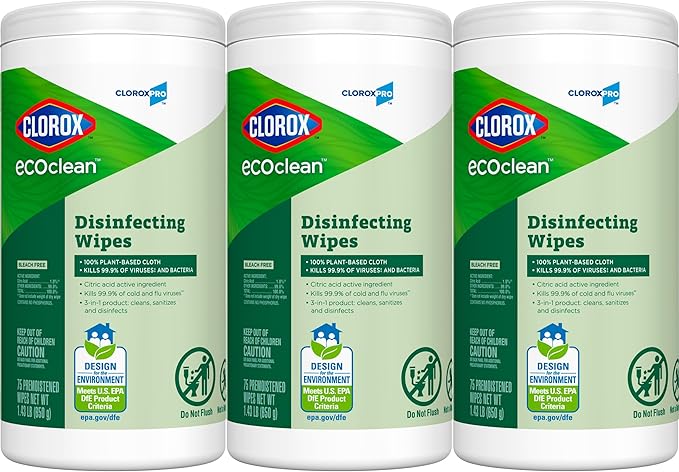 CloroxPro Clorox EcoClean Disinfecting Wipes, 75 Count, Pack of 3