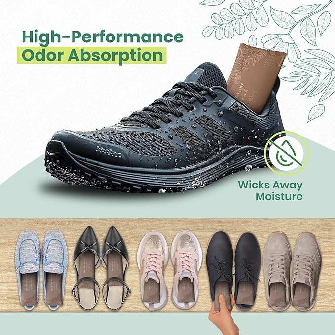 Roonin Shoe Freshener - Gym Bag Deodorizer - Boot Deodorizer - Shoe Odor Elimination - Activated Charcoal Odor Absorber - Stinky Shoes Smell Eliminator (2-pack)