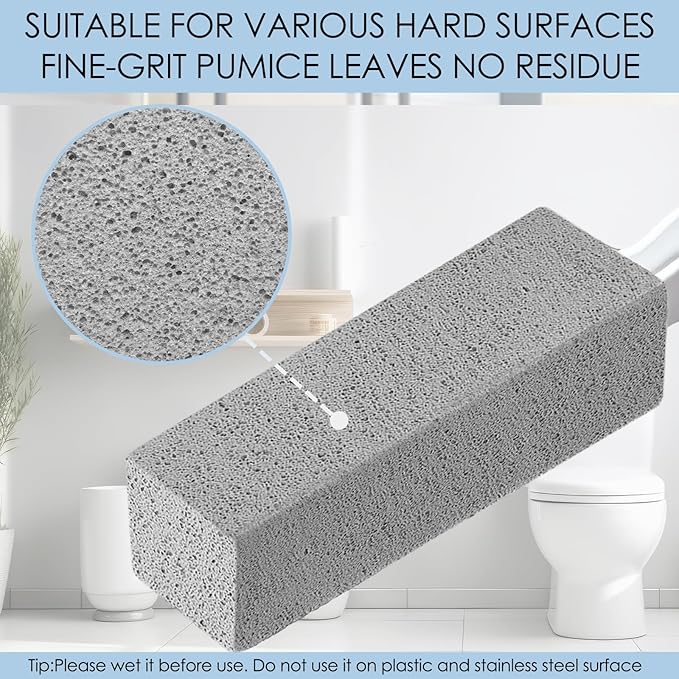 12 Pack Pumice Stone Toilet Bowl Cleaner with Extra Long Handle, Pumice Stone for Toilet Cleaning Toilet Stain Remover Heavy Duty Pumice Toilet Scrubber Brush Removes Hard Water Stains Limescale