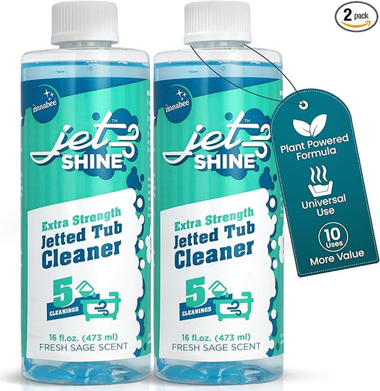 Jetted Tub Cleaner for Jacuzzi, Bathtubs, Whirlpools - Pack of 2, 16oz Sage Scented Jacuzzi Tub Cleaner to Help Clean Dirt and Soap Buildup, 5 Cleanings per Bottle