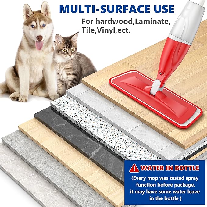 Spray Mops for Floor Cleaning: EXEGO Wet Mop with 3 Washable Microfiber Pads for Swiffer Powermop - Floor Flat Mop Dust Dry Nops for Hardwood Tile Wood Laminate Vinyl Marble - Home Commercial Mop