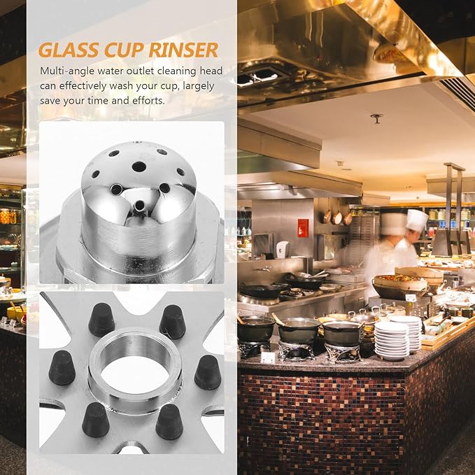 BESTOYARD Automatic Cup Washer for Sink Bar Glass Rinser Kitchen Mug Cleaner with Multi-Angle Spray Head and Easy Press Operation 4.52X4.52X3.14In