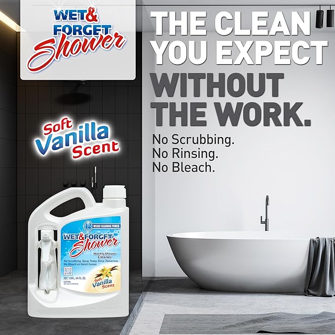 Wet & Forget Shower Cleaner Weekly Application Requires No Scrubbing, Bleach-Free Formula, 64 Ounce (Pack of 1)