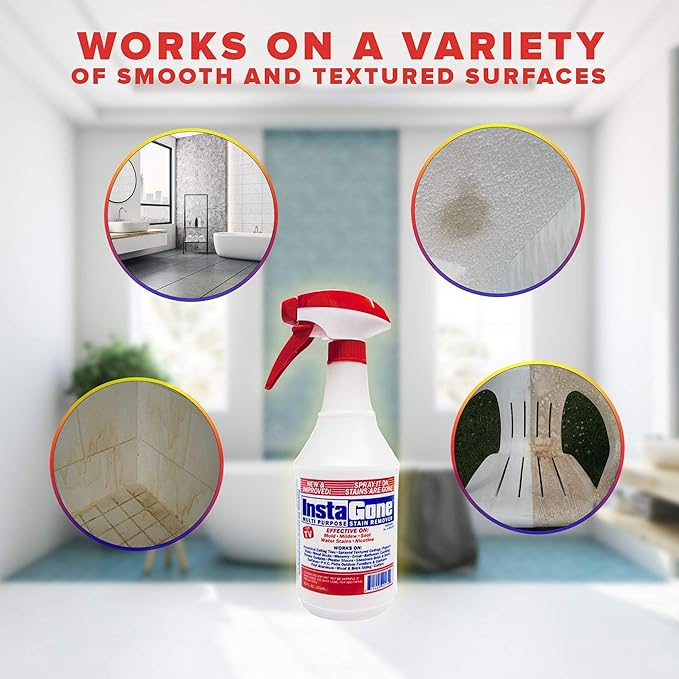 Stain Remover - 8 REFILL Pack + 24oz Spray Bottle - Just Add Water - Indoor/Outdoor Ceiling, Wall, Bathroom, Roof, PVC Fence, Patio Furniture & More
