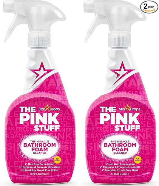 Stardrops - The Pink Stuff - Miracle Bathroom Foam Cleaner 750ml - Baths, Tiles, Soap Scum, Limescale, Streak Free (Pack of 2)