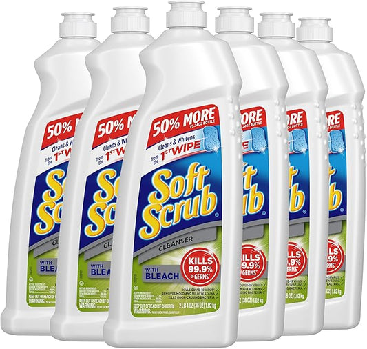 Soft Scrub Antibacterial Cleaner with Bleach Surface Cleanser, 36 Ounce (Pack of 6)