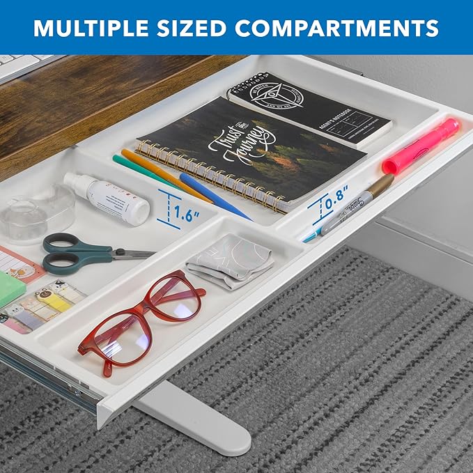 Mount-It! Under Desk Drawer - Deep Under Counter Drawer Organizer - Slide Out Standing Desk Storage Attachment - 25.8" Width Under Table Storage Compartment - White