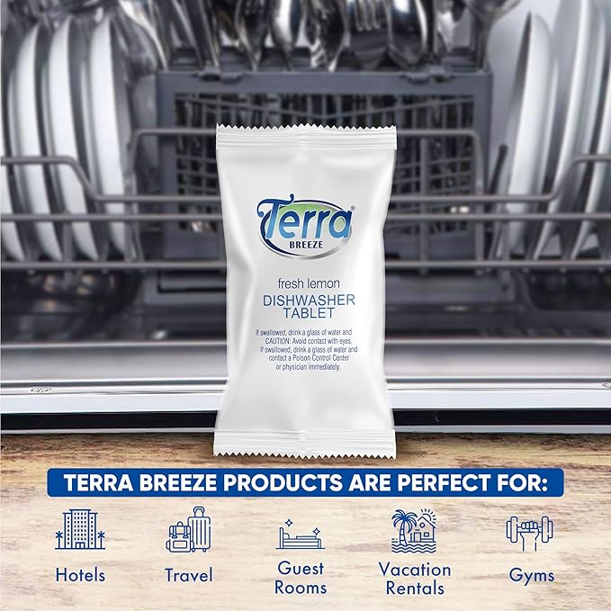 Individually Wrapped Dishwasher Tablets | Dishwasher Detergent | Dish Soap Pods | Fresh Lemon Scent | Deep Clean for Dishes | 200 Count Bulk for Vacation Rentals and Extended Stay Hotels