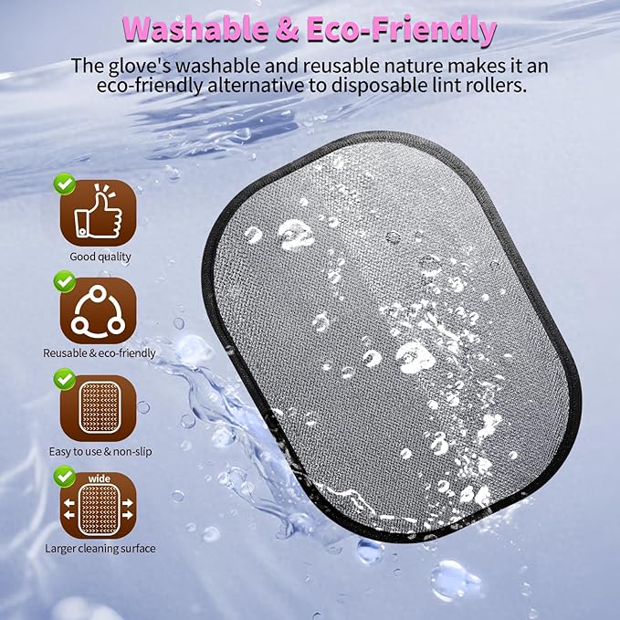 Pet Hair Removal Glove for Dogs & Cats, Newly Upgraded Reusable Electrostatic Pet Hair Gloves, Pet Hair Remover Tool for Clothing, Couch, Carpet, Car Seat（Pink）