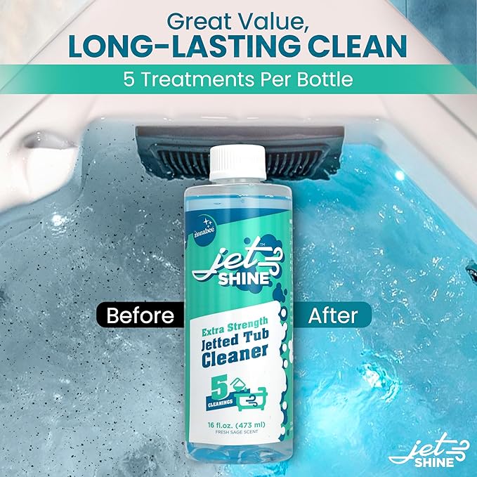 Jetted Tub Cleaner for Jacuzzi, Bathtubs, Whirlpools - Pack of 3, 16oz Sage Scented Jacuzzi Tub Cleaner to Help Clean Dirt and Soap Buildup, 5 Cleanings per Bottle