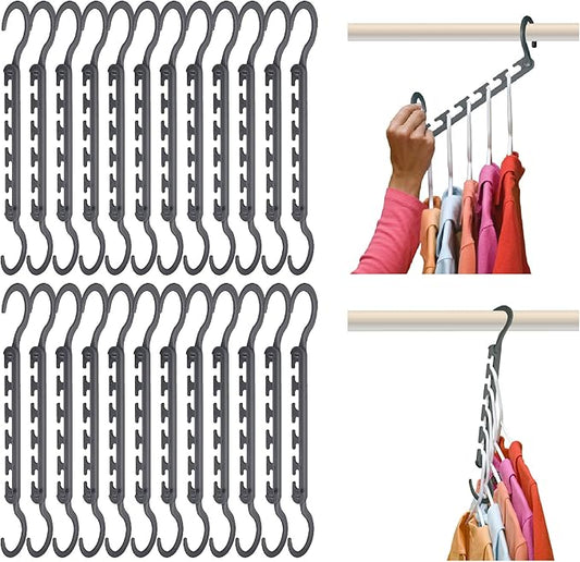 Wonder Hanger Max 24-Pack Space Saving Hangers, Reinforced Hooks Swivels 360°, Cascading Hanger, College Dorms & Storage Closet Organizer, Fully Assembled – Grey