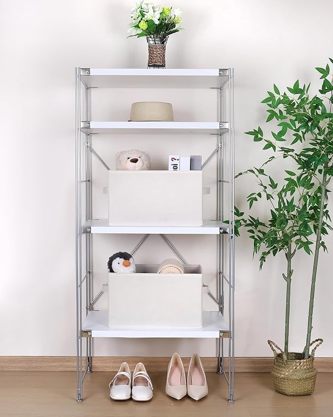 WUIKE Storage Baskets for Shelves, Fabric Storage Bins with Handles, Foldable Shelf Basket for Closet Organizers and Storage, Closet Storage Bins for Organizing, Beige, Large, 3-Pack