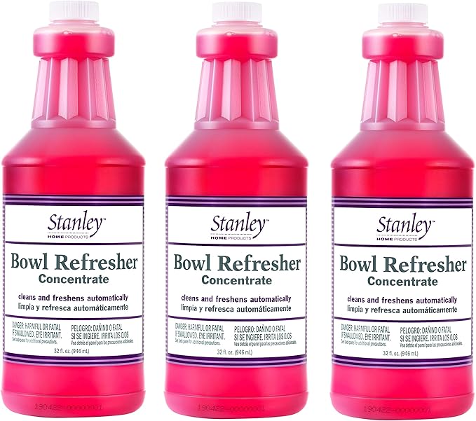 Stanley Toilet Bowl Cleaner & Deodorizer Concentrate 32 oz – Wild Rose Scent – Septic‑Safe Bowl Refresher – Cleans Stains & Residue with Each Flush (Pack of 3)