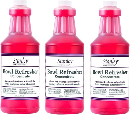 Stanley Toilet Bowl Cleaner & Deodorizer Concentrate 32 oz – Wild Rose Scent – Septic‑Safe Bowl Refresher – Cleans Stains & Residue with Each Flush (Pack of 3)