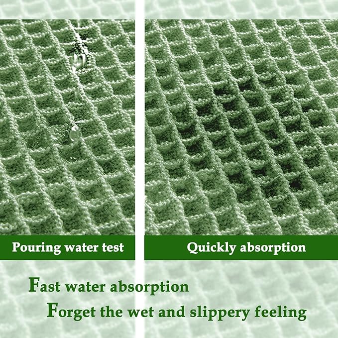 ZALL Waffle Bath Mat,Super Absorbent Non Slip Bathroom Rug,Sage Green 18x30inch,Machine Washable Ultra Soft Floor Mats