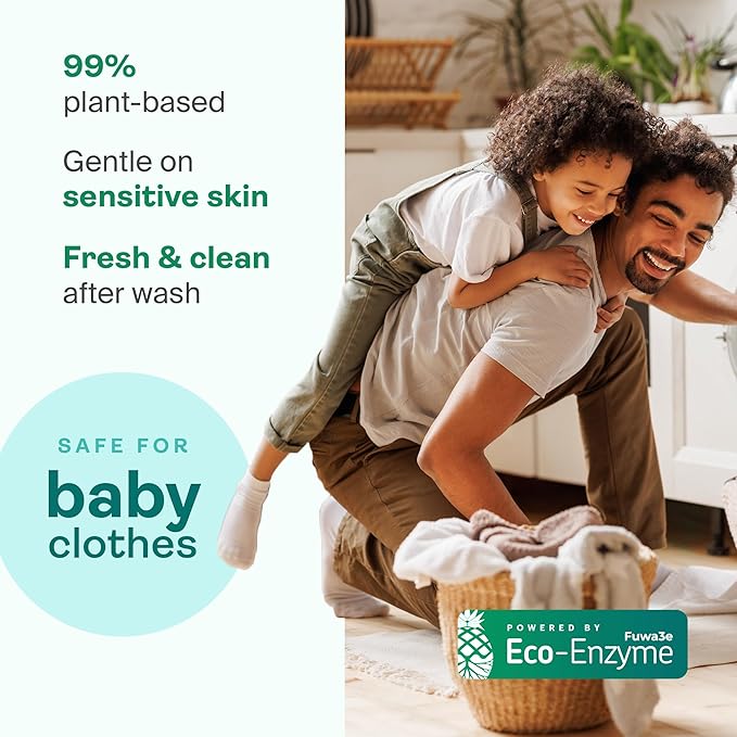 Fuwa3e All Free And Clear Laundry Detergent, Natural Pineapple Enzyme - 67.6oz 80 Loads - Non Toxic, Eco Friendly, Plant Based for Sensitive Skin, Baby Laundry Liquid, Handwash, HE Compatible