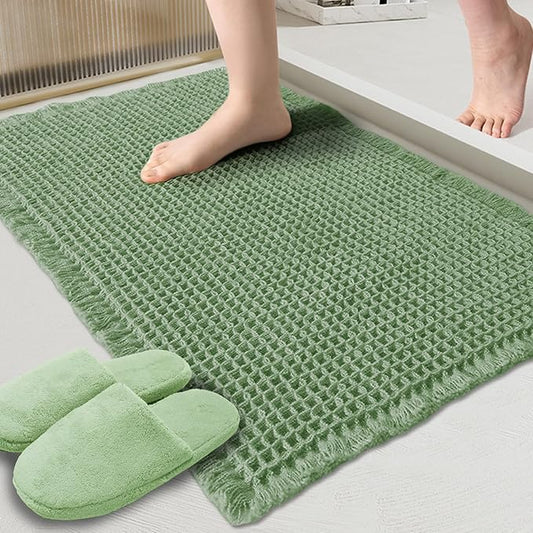 ZALL Waffle Bath Mat,Super Absorbent Non Slip Bathroom Rug,Sage Green 24x36inch,Machine Washable Ultra Soft Floor Mats