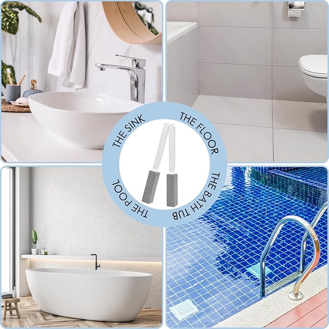 12 Pack Pumice Stone Toilet Bowl Cleaner with Extra Long Handle, Pumice Stone for Toilet Cleaning Toilet Stain Remover Heavy Duty Pumice Toilet Scrubber Brush Removes Hard Water Stains Limescale