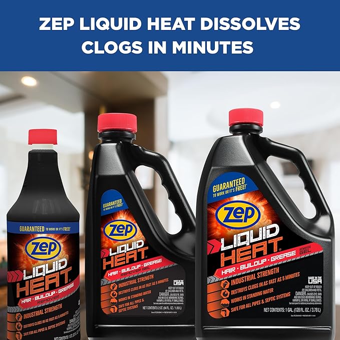 Zep Liquid Heat Clog Dissolver Gel - 1 Gallon (Case of 4) ZULHG128 - Professional Strength Formula Works in less than 10 Minutes
