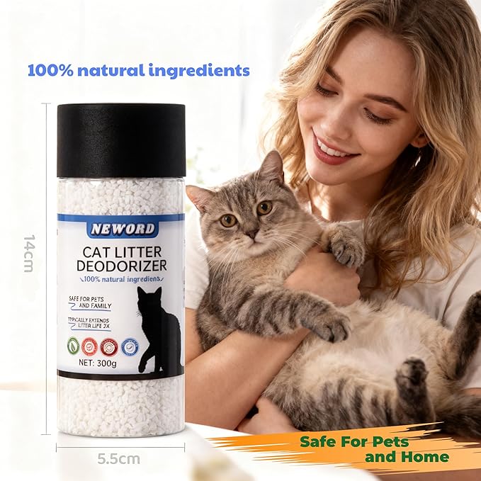 NEWORD Crystals Cat Litter, 0.66 LBS Odor Eliminator for Cat Litter Box, Keep Fresh & Odor-Free, Natural & Safe for Cats, Long-Lasting Odor Control, Extends Litter Life by 2X