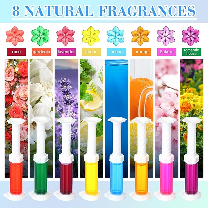 8 Pcs Toilet Gels 112 Count 8 Kinds Flower Stamp Bowl Gel Scent Toilet Stain Removal Cleaner Air Freshener Flower Stamps Pack for Bathtubs Bathroom