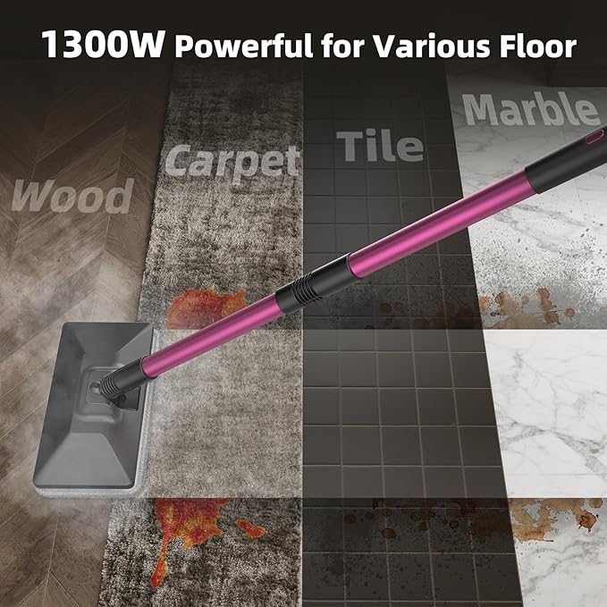 Steam Mop, 12-in-1 Powerful Handheld Steam Cleaner, 260°F Floor Steamer, 440ml Large Tank, 23FT Power Cord, Flexible Hose, 3-Level Control, Multi-Purpose for Hardwood, Tile, Grout, Windows