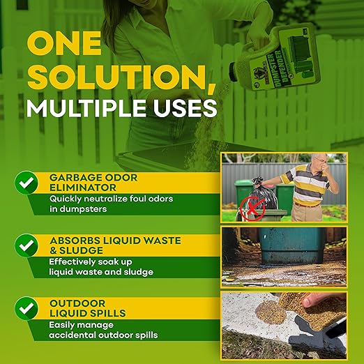 BEEST Dumpster Defender - 15lbs Outdoor Trash Can Deodorizer & Liquid Waste Absorber (Made in USA) Biodegradable Trash Can Odor Eliminator - Powerful Garbage Deodorizer for Always-Fresh Bins - 69 Cups