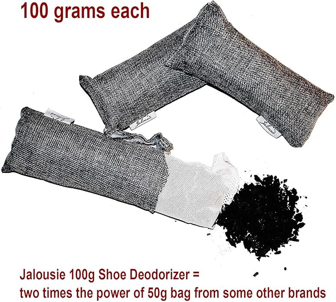 Jalousie Value Pack Set Mini Bamboo Charcoal Bags Natural Air Purifier, Shoe Deodorizer and Odor Eliminator Multi-Purpose Charcoal Bag (12 Pack, Shoe)